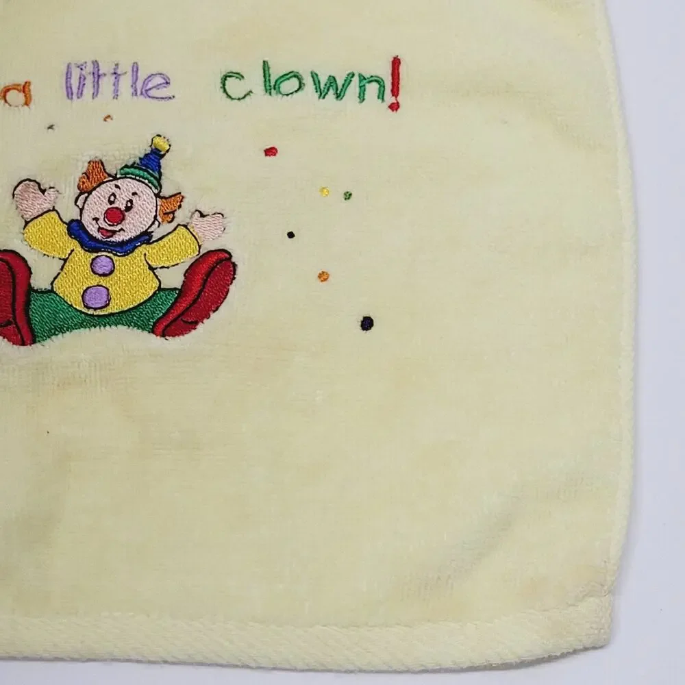 Vtg Luv N' Care Terrycloth Towel Clown Embroidered Baby Bib Unisex Fun Colorful